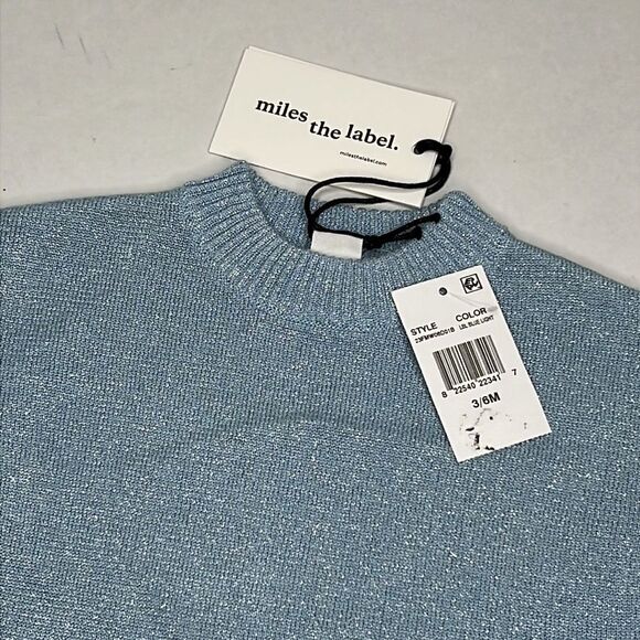Miles the Label Metallic light blue sweater dress size 3-6 months NWT - Picture 3 of 15